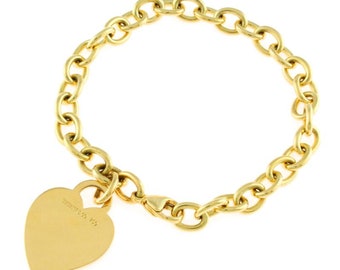 TIFFANY & Co. 18K Gold Heart Tag Charm Bracelet