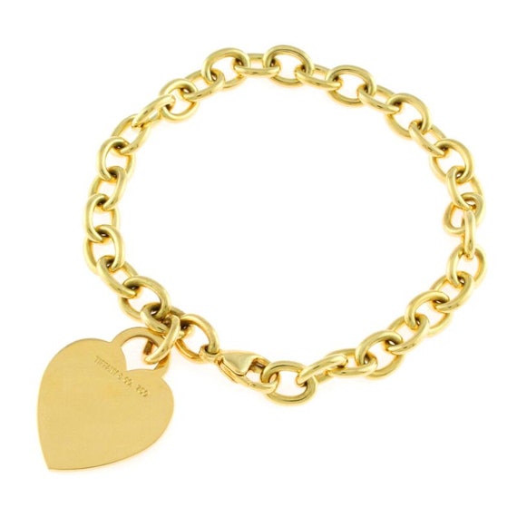 TIFFANY & Co. 18K Gold Heart Tag Charm Bracelet - image 1