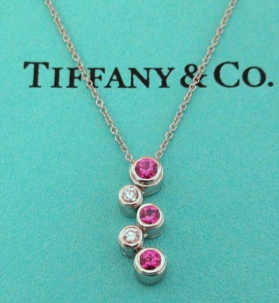 Tiffany & Co Silver Elsa Peretti Color By Yard Pink Sapphire Necklace Box  Pouch | eBay