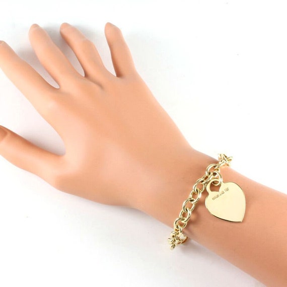 TIFFANY & Co. 18K Gold Heart Tag Charm Bracelet - image 3