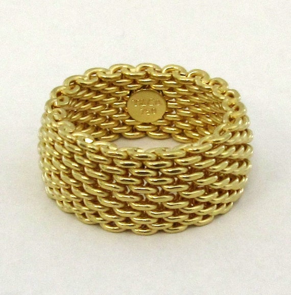 Tiffany & Co. Somerset 18K Yellow Gold & Diamond Mesh Ring