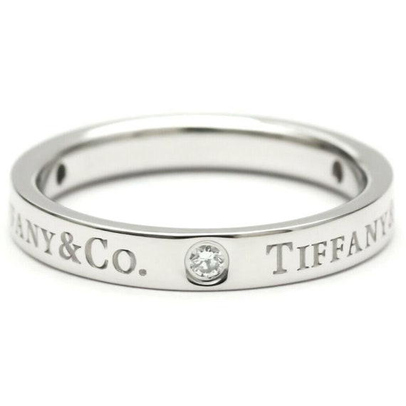 TIFFANY & Co. Platinum 3 Diamond 3mm Wedding Band… - image 2