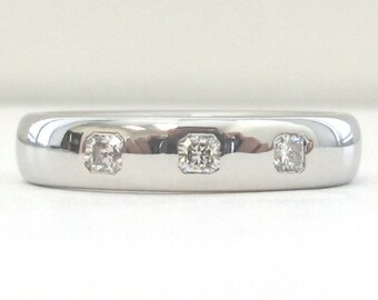 TIFFANY & Co. Platinum 3 Lucida Diamond 4mm Wedding Band Ring 5.5