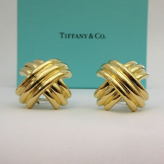 TIFFANY & Co. 18K Gold Clip-On Signature X Earrin… - image 1