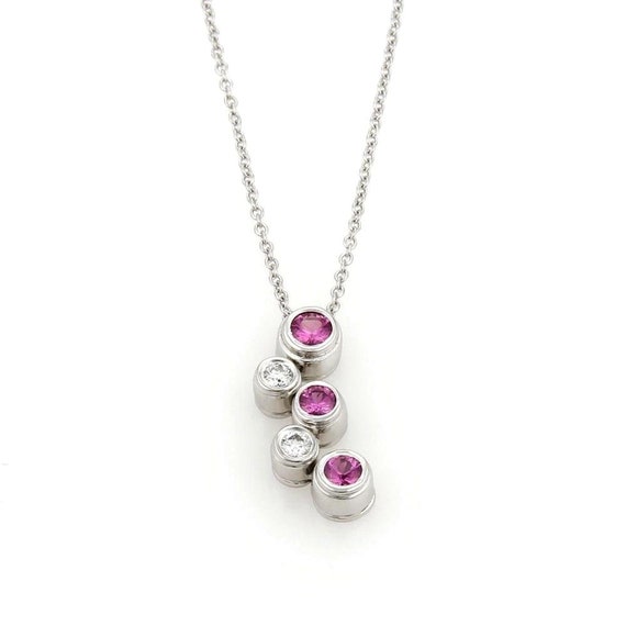 TIFFANY & Co. Platinum Diamond Pink Sapphire Bubb… - image 2