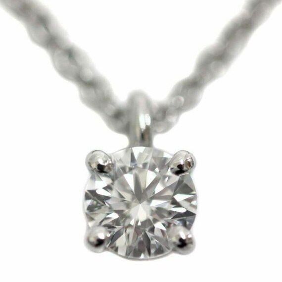 TIFFANY Co. Platinum .17ct Solitaire Diamond Pendant Necklace