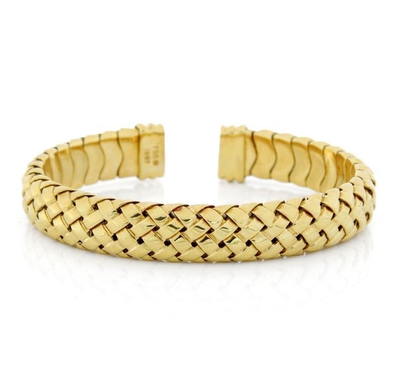 TIFFANY & Co. 18K Gold Vannerie Cuff Bracelet - image 1