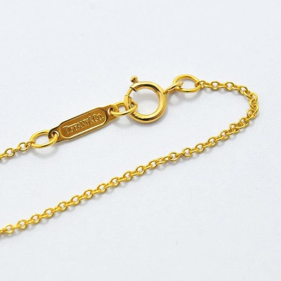 TIFFANY Co. 18K Yellow Gold Ribbon Bow Heart Pendant Necklace