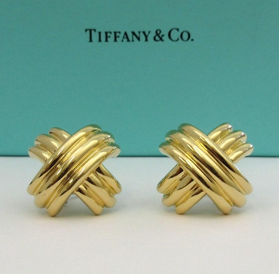TIFFANY & Co. 18K Gold Clip-On Signature X Earrin… - image 2