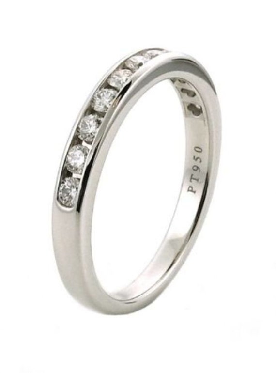 TIFFANY & Co. Platinum 3mm Half Circle Diamond Ba… - image 4