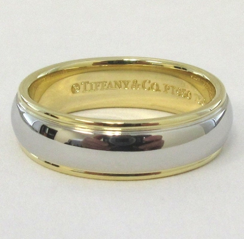 TIFFANY Co. Platinum 18K Gold 6mm Lucida Wedding Band Ring 7.5 Etsy UK