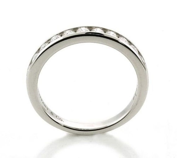 TIFFANY & Co. Platinum 3mm Half Circle Diamond Ba… - image 5