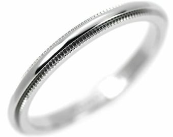 TIFFANY & Co. Together Platinum 2mm Milgrain Wedding Band Ring 5