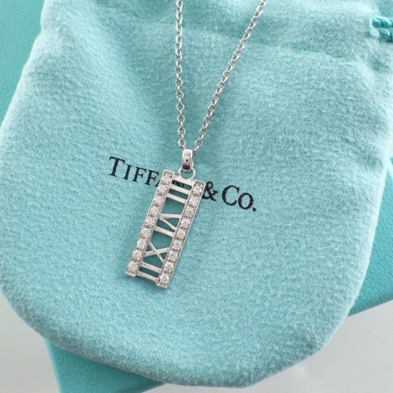 TIFFANY & Co. 18K White Gold Diamond Atlas Open Bar ...