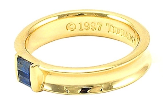 TIFFANY & Co. 18K Gold Blue Sapphire Stacking Rin… - image 3