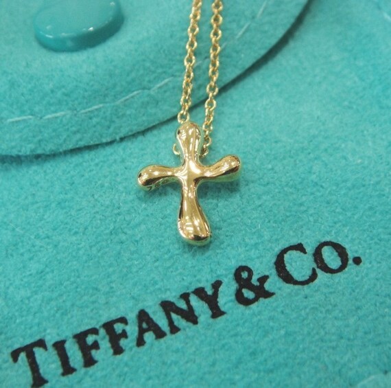 TIFFANY & Co. 18K Gold Elsa Peretti Cross Pendant Necklace Etsy