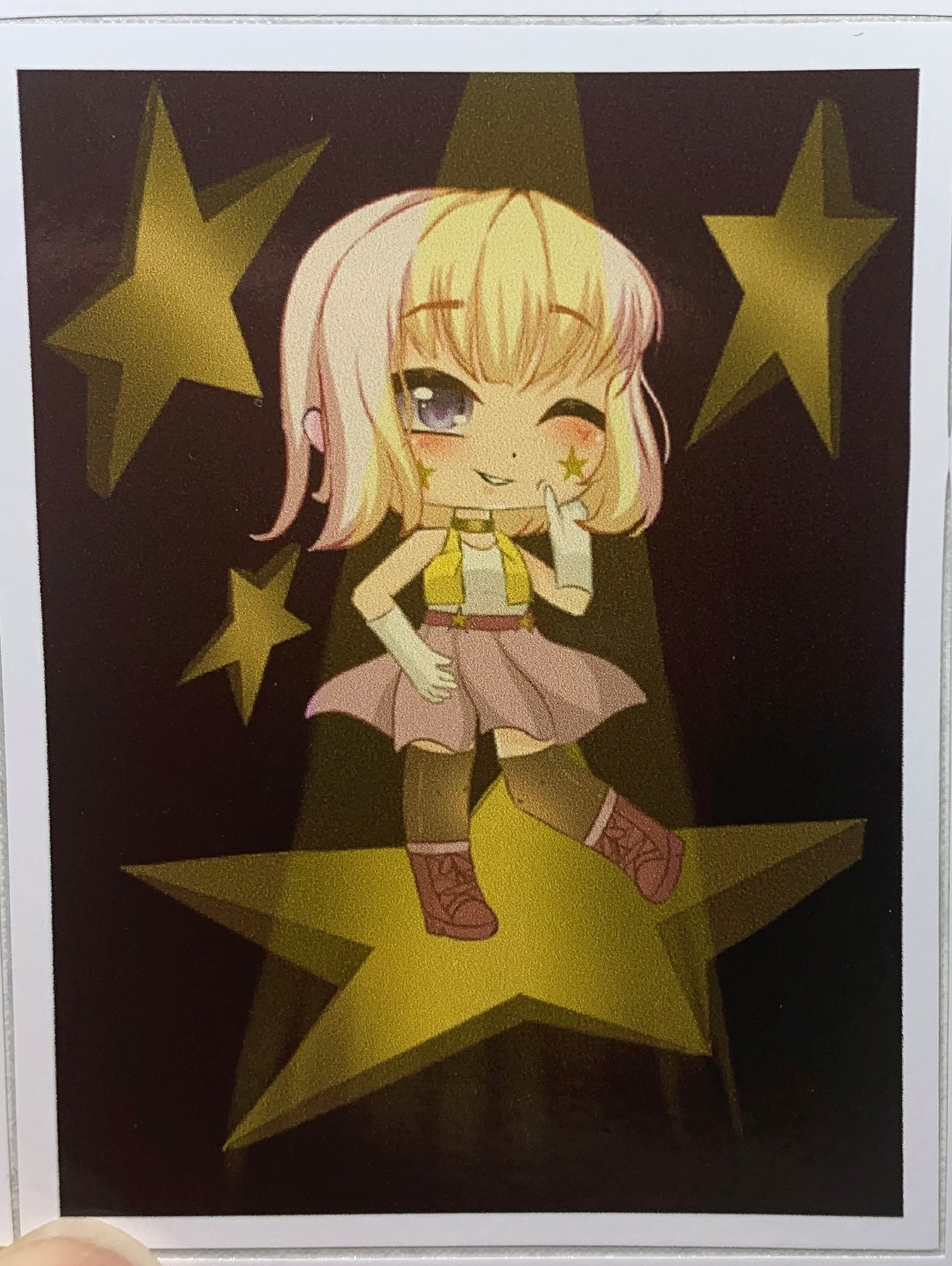 Gacha Super Star Girl Full Background - Gacha Life Art Vinyl Sticker