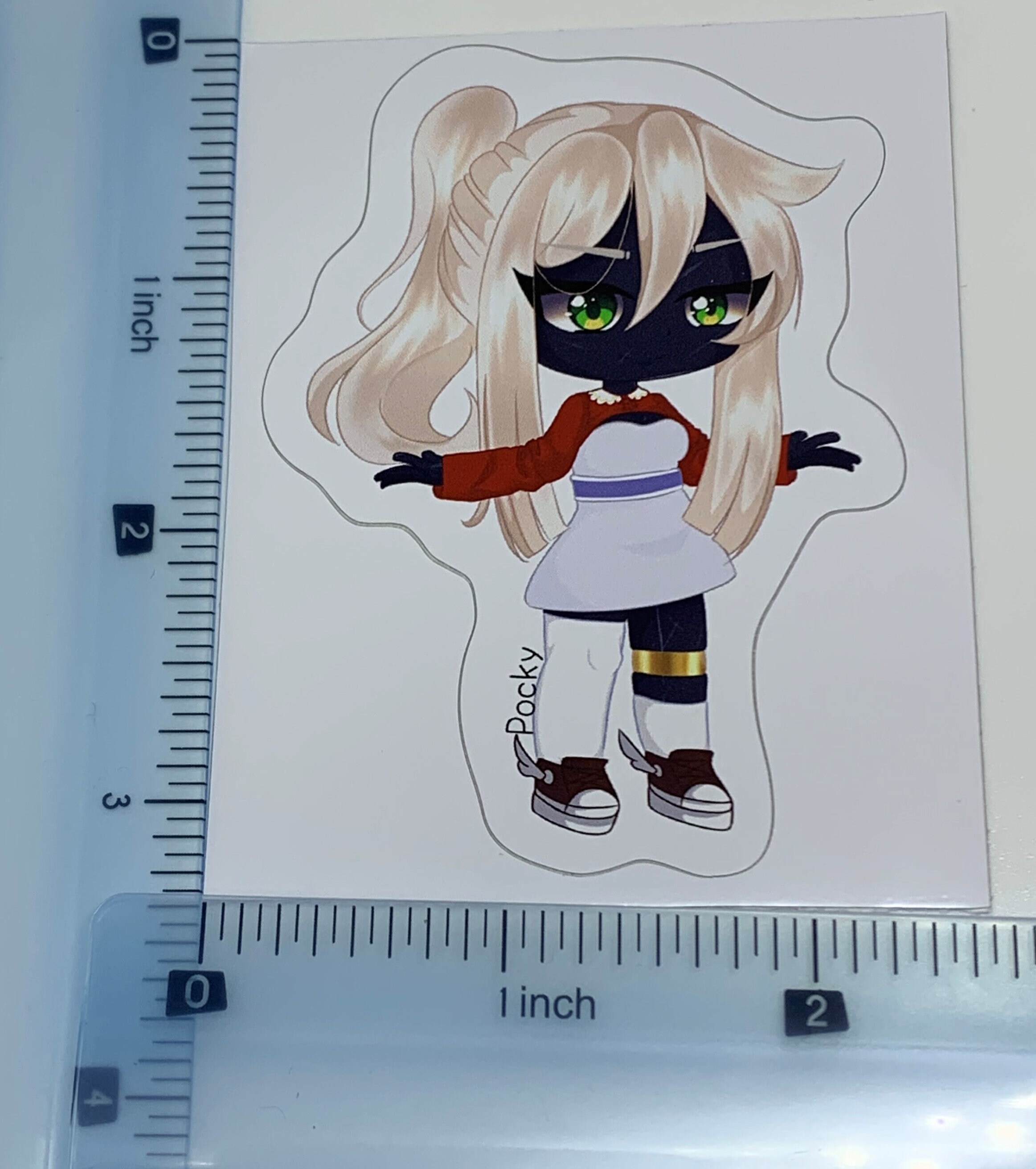 Gacha Black Girl With Green Eyes Gacha Life Art Sticker 