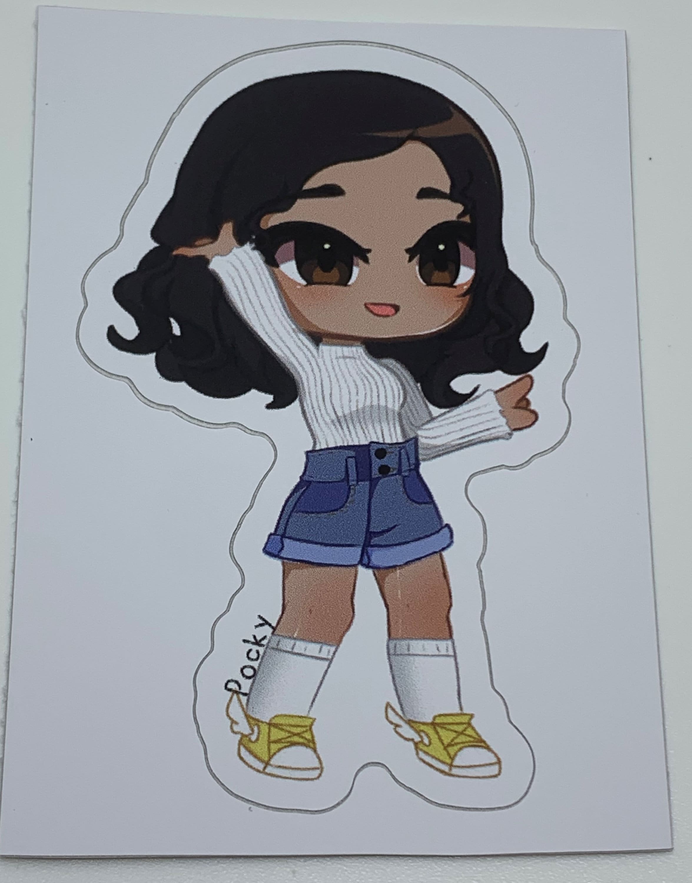 Gacha Black Girl With Green Eyes Gacha Life Art Sticker 