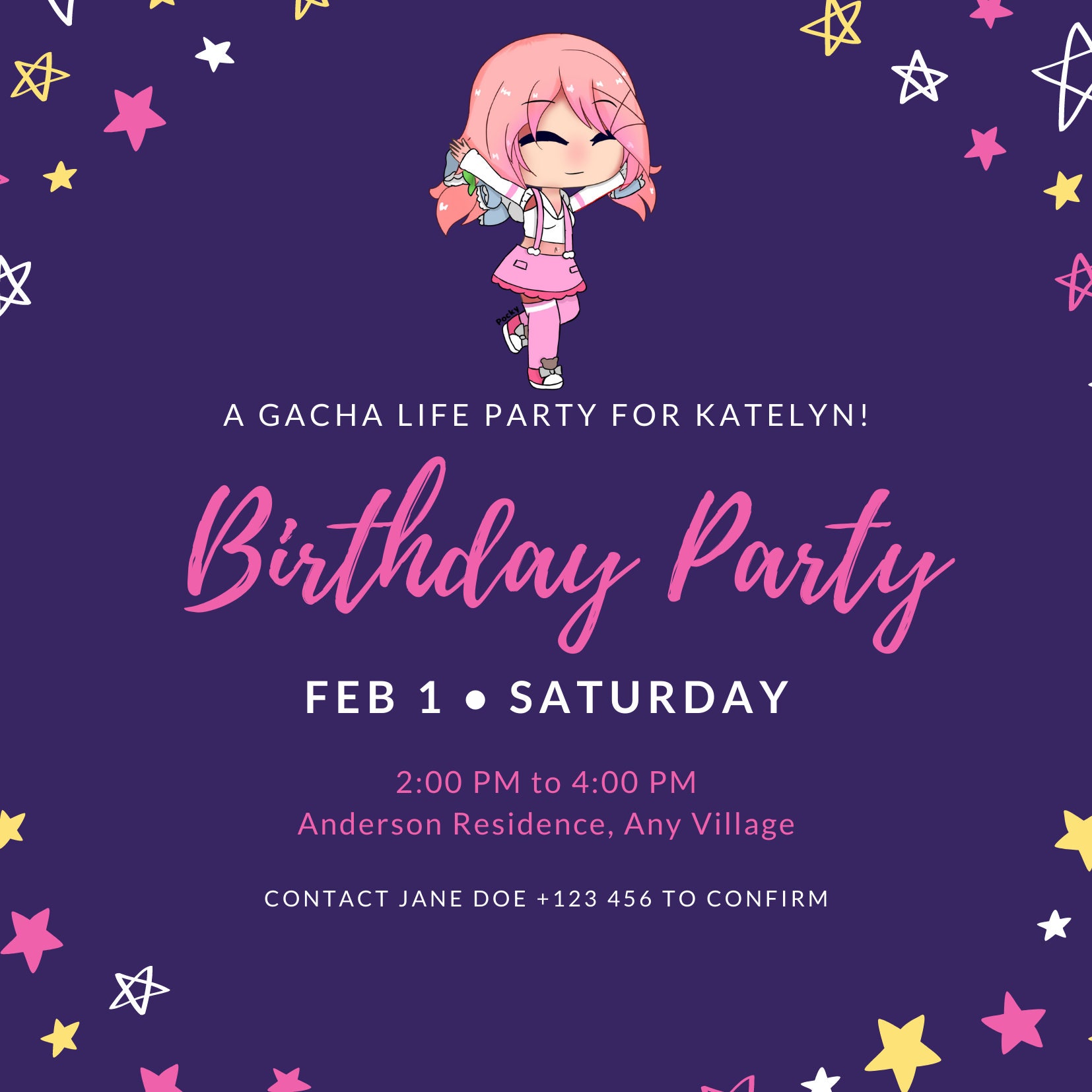 Gacha Life Birthday Personalized Invitation -  Portugal