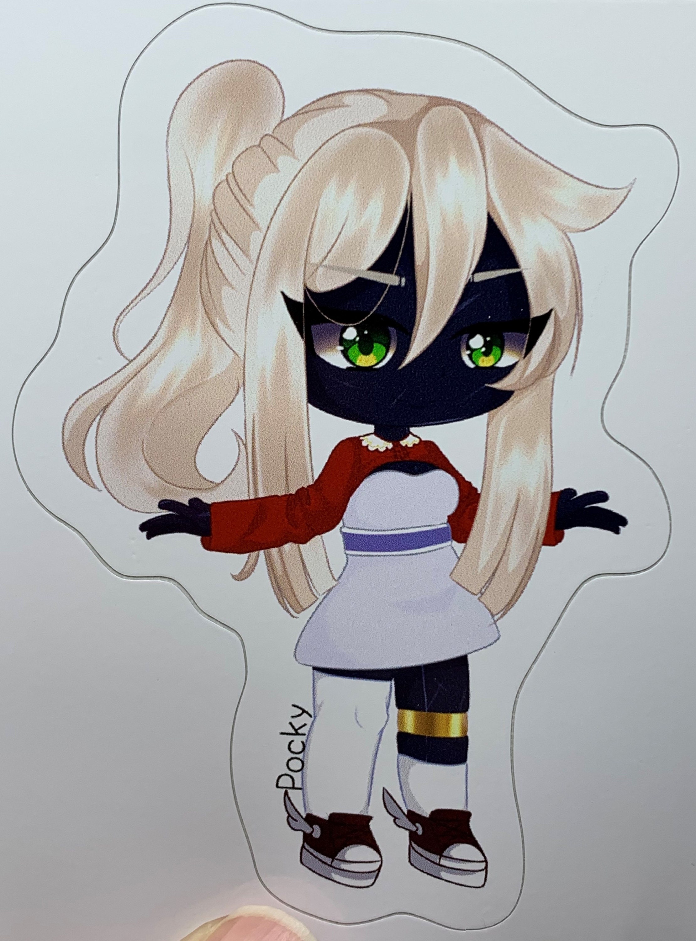 Gacha Black Girl With Green Eyes Gacha Life Art Sticker Etsy