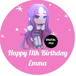 Gacha Life Round Cake Topper - Digital Printable