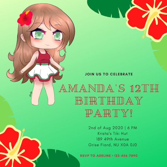 Gacha Life Birthday Personalized Invitation 