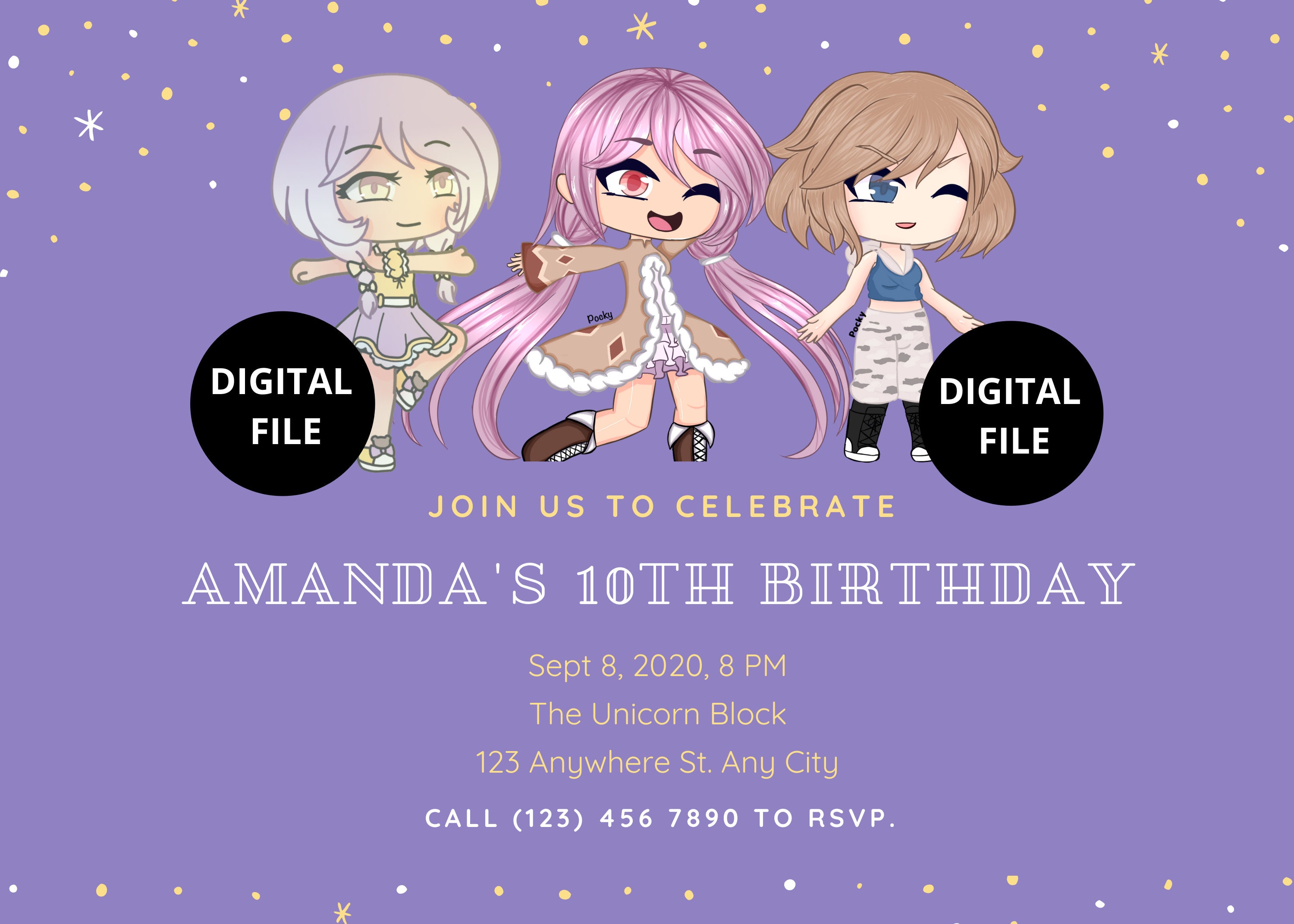 Gacha Life Birthday Personalized Invitation -  Portugal