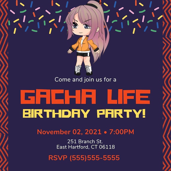 Gacha Life Birthday Personalized Invitation 