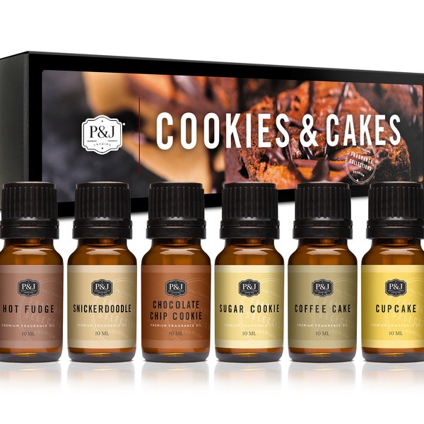 Cookies & Cakes Set of 6 Premium Grade Fragrance Oils - Chocolate Chip Cookie, Sugar Cookies, Cupcake, Hot Fudge, Snickerdoodle, Coffee Cake