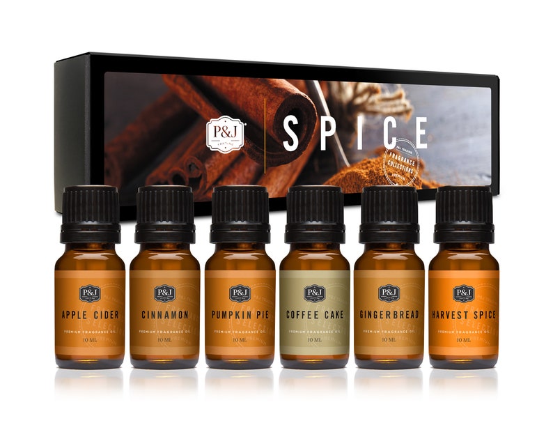 Spice Set of 6 premium Grade Fragrance Oils Cinnamon, Harvest Spice, Apple Cider, Coffee Cake, Gingerbread, Pumpkin Pie 10ml image 1