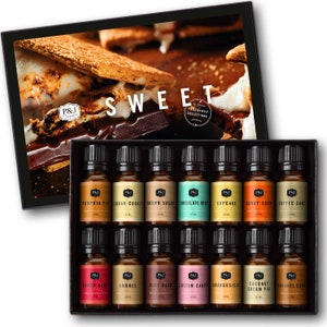 P&J Trading Sweet Set of 14 Fragrance Oils 10ml: Chocolate Mint, Cotton Candy, Candy Cane, Caramel Corn, Orangesicle, Smores, and more!