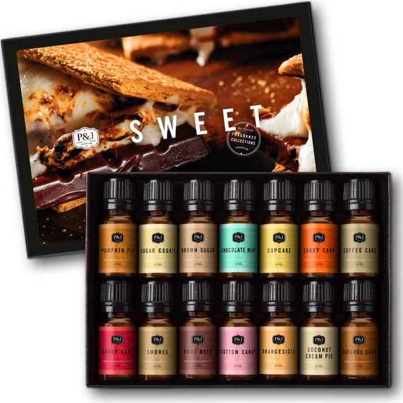 P&J Trading Sweet Set of 14 Fragrance Oils 10ml: Chocolate Mint, Cotton  Candy, Candy Cane, Caramel Corn, Orangesicle, Smores, and More 