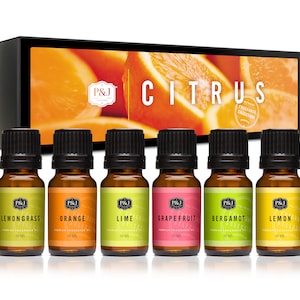 Citrus Set of 6 Premium Grade Fragrance Oils - Lemon, Lime, Orange, Bergamot, Grapefruit, Lemongrass - 10ml