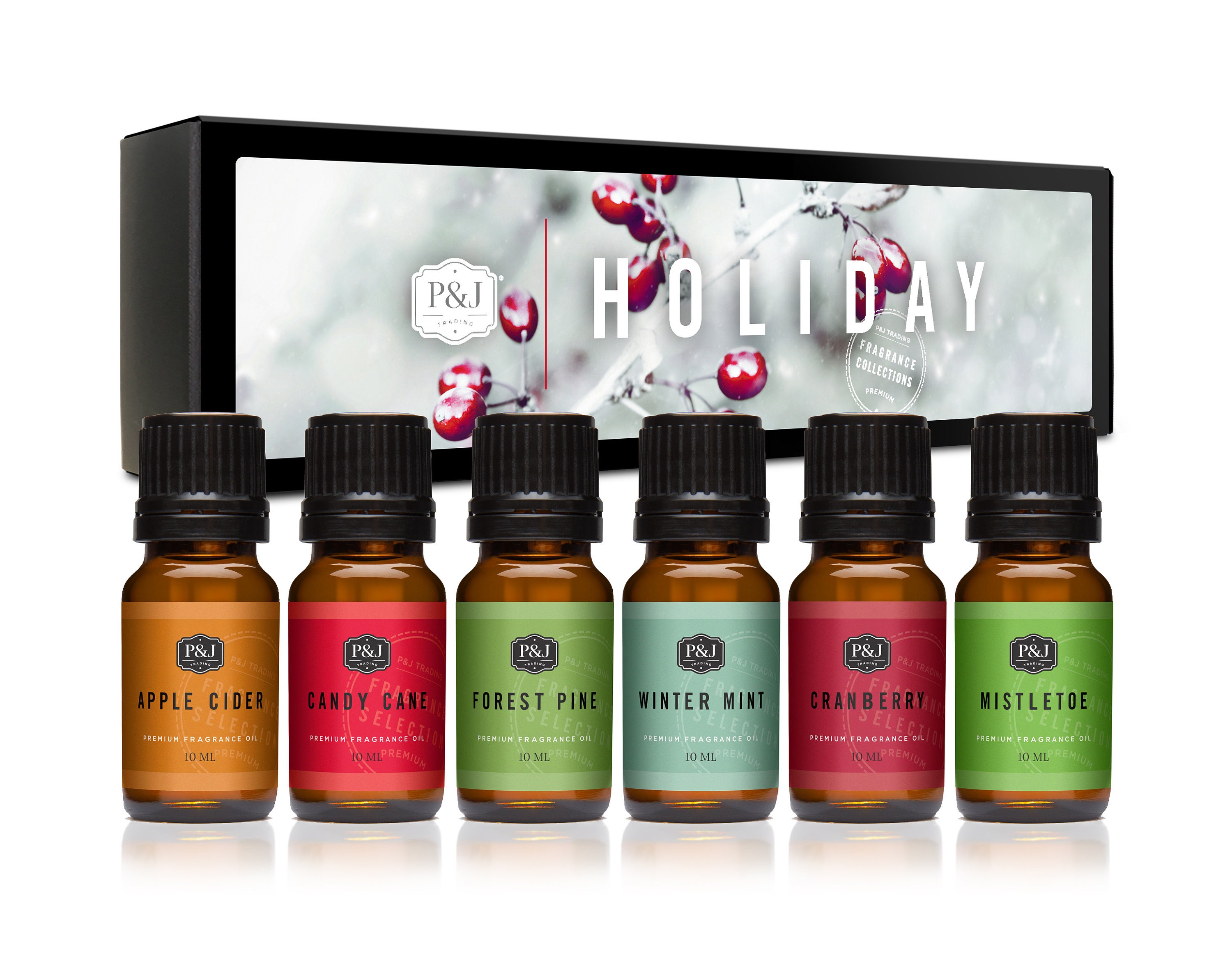 P&J Trading Holiday Set of 6 Fragrance Oils Mistltoe, Candy Cane