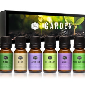 P&J Trading Garden Set of 6 Premium Grade Fragrance Oils - Moss, Dirt, Lavender, Rosemary, Lilac, Fresh Cut Grass - 10ml