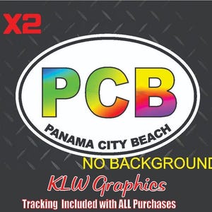 Panama City Beach Florida PCB Oval Bumper Sticker Helmet Sticker Euro Oval USA