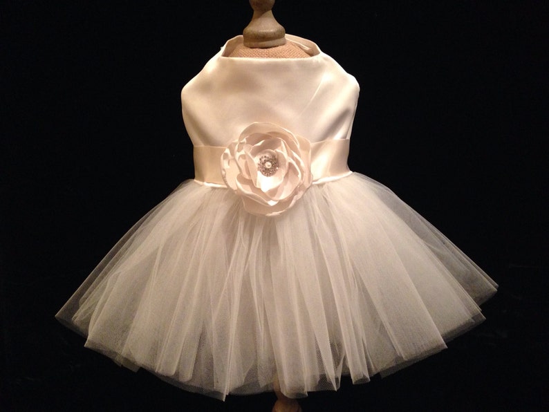 custom sash colors available Ivory or White Wedding Dog Dress