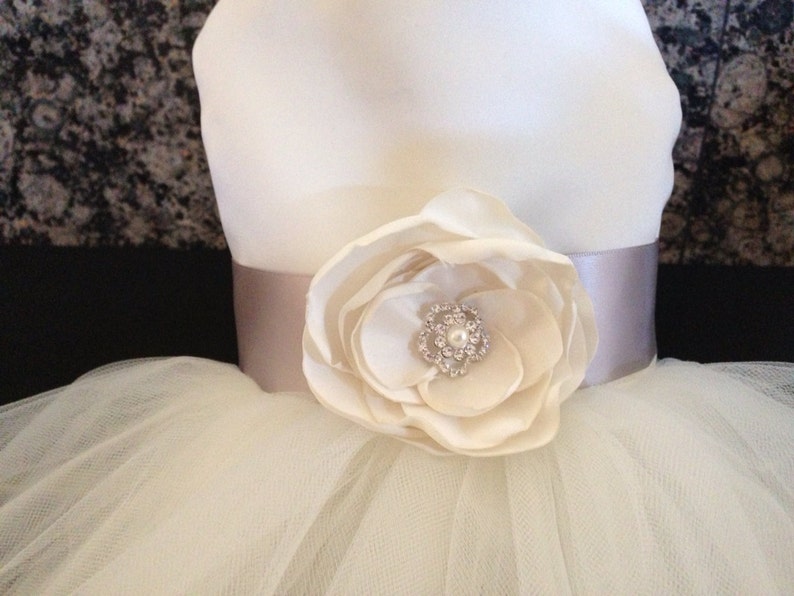 custom sash colors available Ivory or White Wedding Dog Dress
