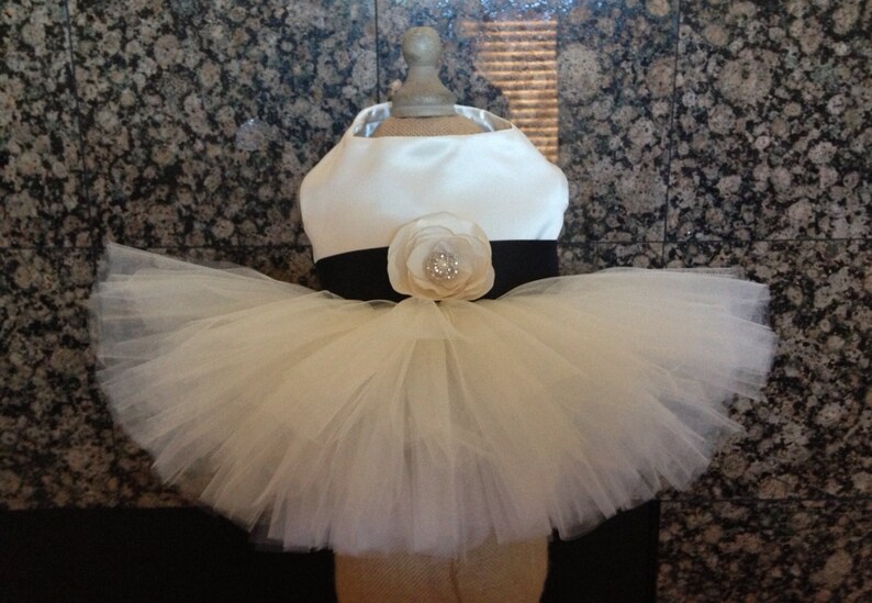 custom sash colors available Ivory or White Wedding Dog Dress