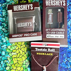 VINTAGE TOOTSIE ROLL 2002 Jewelry and New Items Airpod Prof Case & 6 Foot Lightning to U.S.B. Cable made for iPhone iPad iPod Hersheys