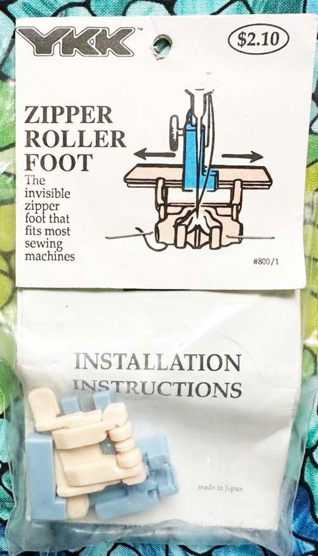 YKK ZIPPER ROLLER Foot Invisible Zipper Foot That Fits Most Sewing ...