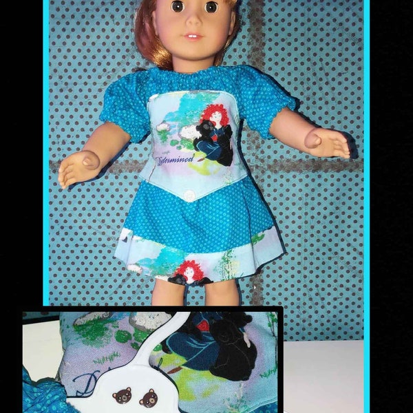 DISNEY MERIDA BRAVE 18" Doll Dress & Corset Set Includes Plastic Hanger with Drilled Holes to store the Bear Earrings Included Great Gift