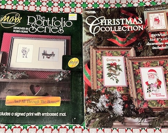 AUTOGRAPHED Print CHRISTMAS COLLECTION Cross Stitching Original Booklets Victorian Santa - Decorative Mat Papers Also Incl