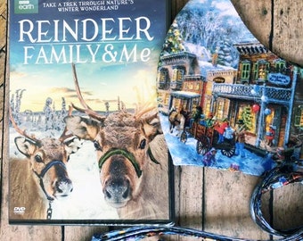 VICTORIAN VILLAGE CHRISTMAS Adult Face Mask with Sealed New D.V.D. B.B.C.Earth Reindeer Family & Me Winter Wonderland Great Gift Set