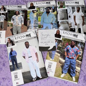 5 MENS' KNOW ME Sewing Pattern Size B.B. 44 46 48 50 52 Polo Shirt Pants Knit Button Up Jogger Pants Pullover More