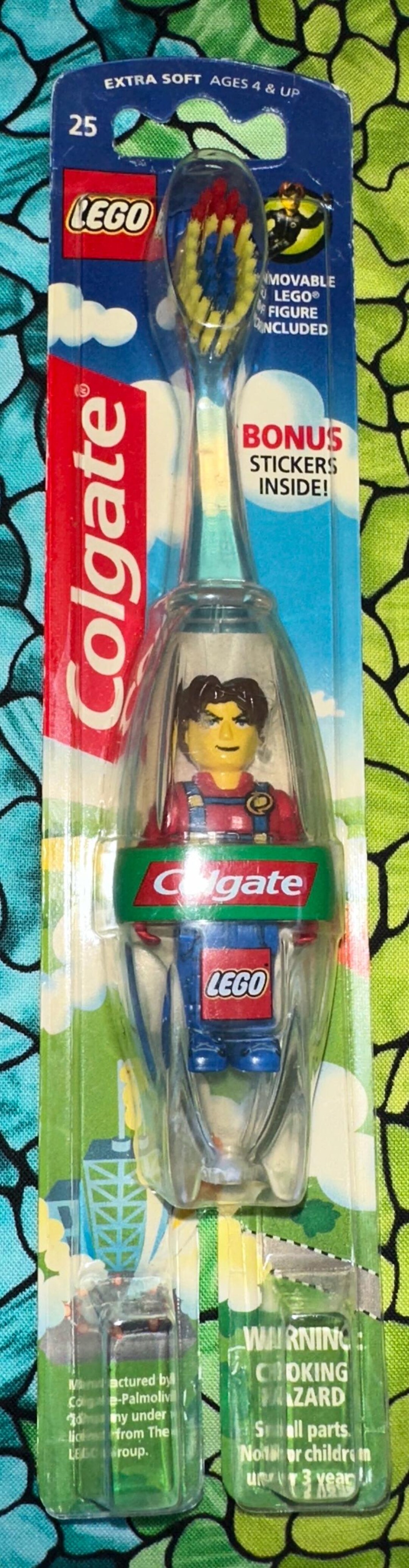 2002 LEGO COLLECTIBLE FIGURE Toothbrush Colgate Brand With Bonus Stickers  Still Sealed Condition New Unused