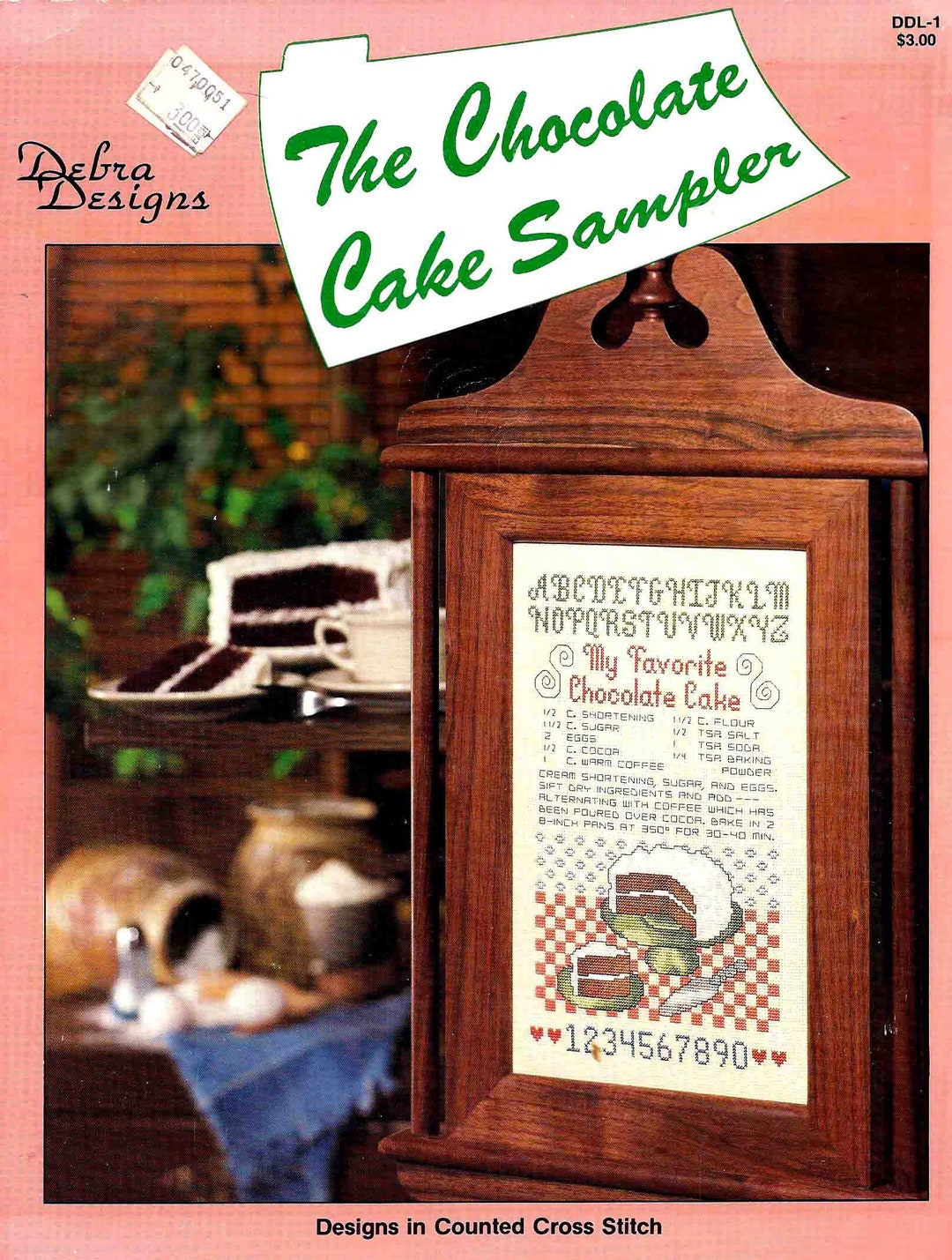 1986 Vintage CHOCOLATE CAKE SAMPLER Original Counted Cross Stitch Chart ...