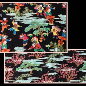 ORIENTAL PEOPLE 100% Fine Cotton Fabric 2007 Rich Colors With Flecks Gold Blank Quilting 1 Yard with People 2 Yards with Coordinating Trees