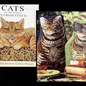 2002 CATS in the WORLD CROSS Stitch Thick BookJayne Netley Mayhew and Nicki Wheeler Leopard Tiger Kittens Wise Old Cat Chinchilla 128 Pages